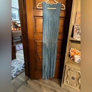 Amelia Dress with cinched waistline and raw hem detailing